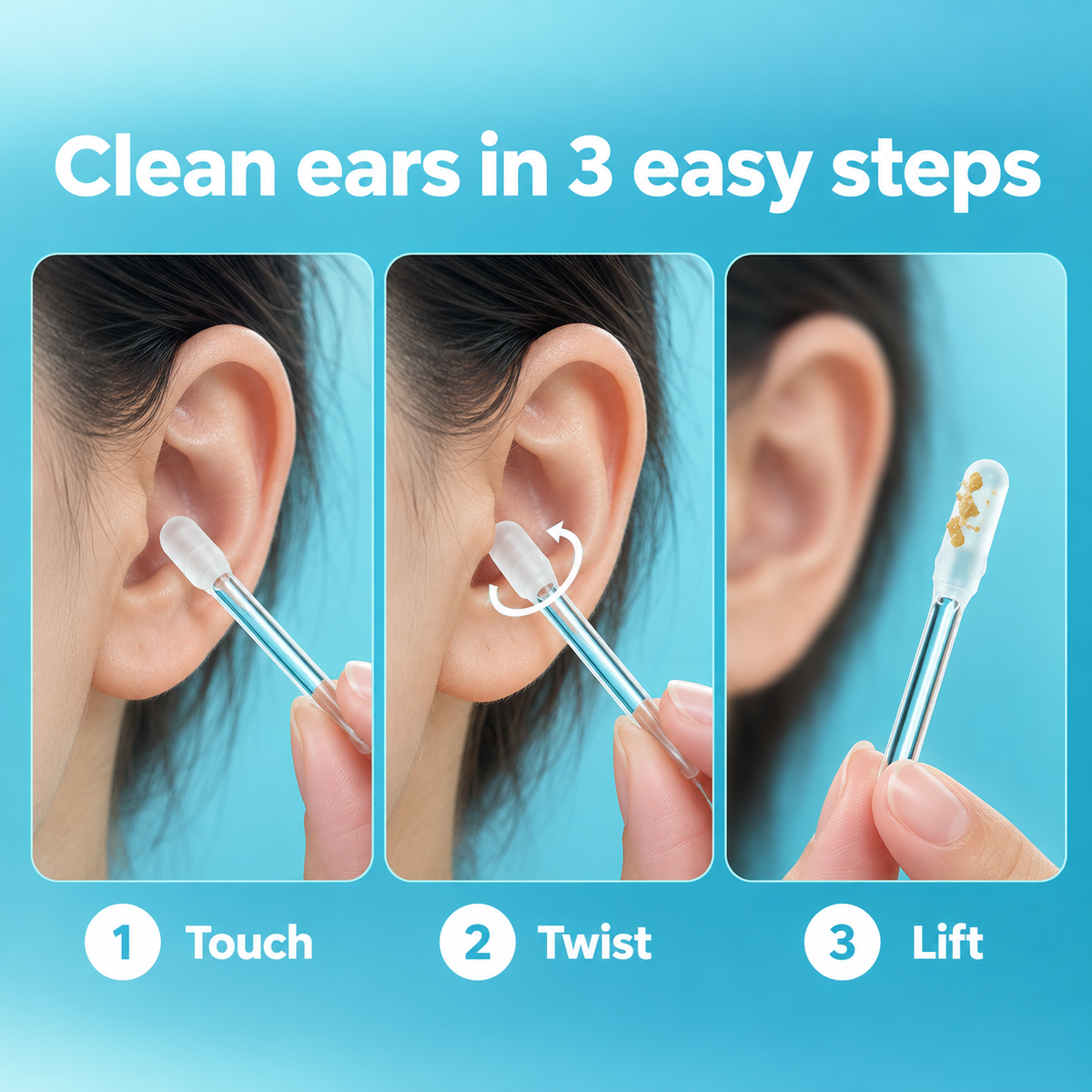 How to use CLARITO in three steps: touch, twist, lift