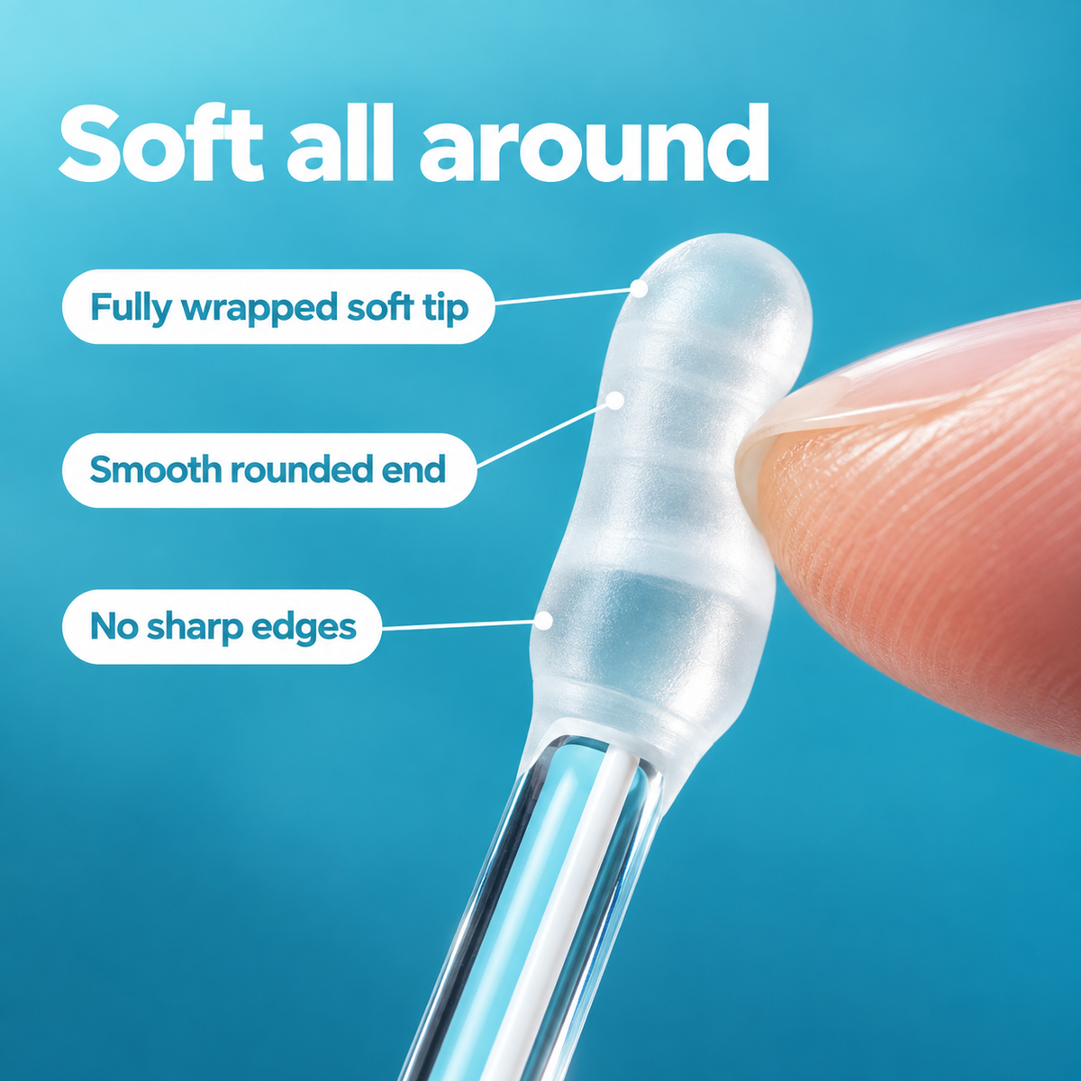 Close-up of the soft, rounded CLARITO resin tip
