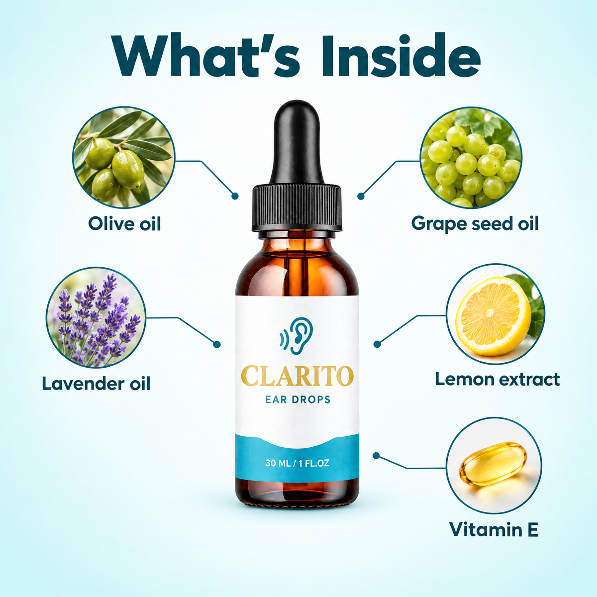 What's inside: olive oil, grape seed oil, lavender oil, lemon extract, vitamin E
